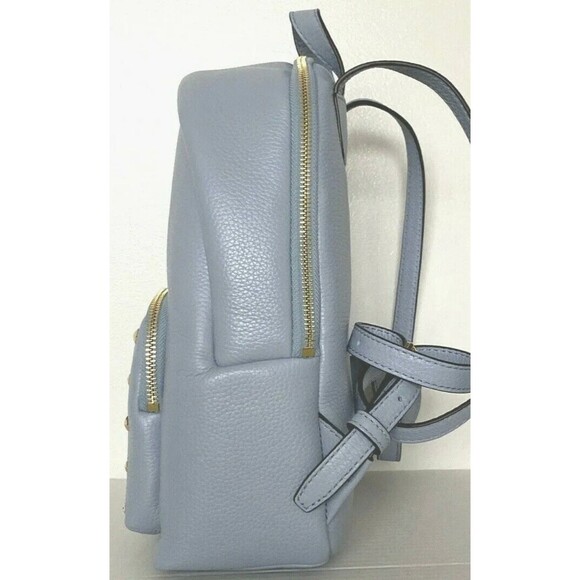 New Michael Kors Erin Medium Backpack Pebble Leather Pale Blue Studs - Picture 3 of 5